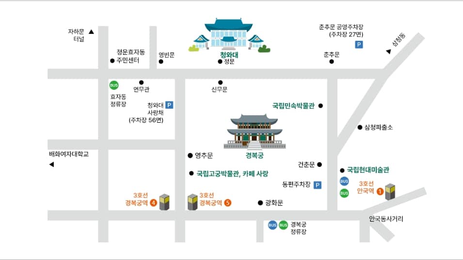 청와대 대중교통 지도