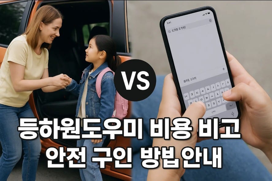 학원버스에서 등하원 하는 어린이